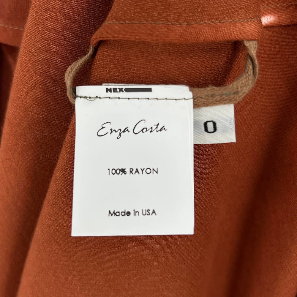 ENZA COSTA Dress Womens XS 0 Rust Satin Bias Slip Maxi Spaghetti Strap NWOT - Picture 9 of 16